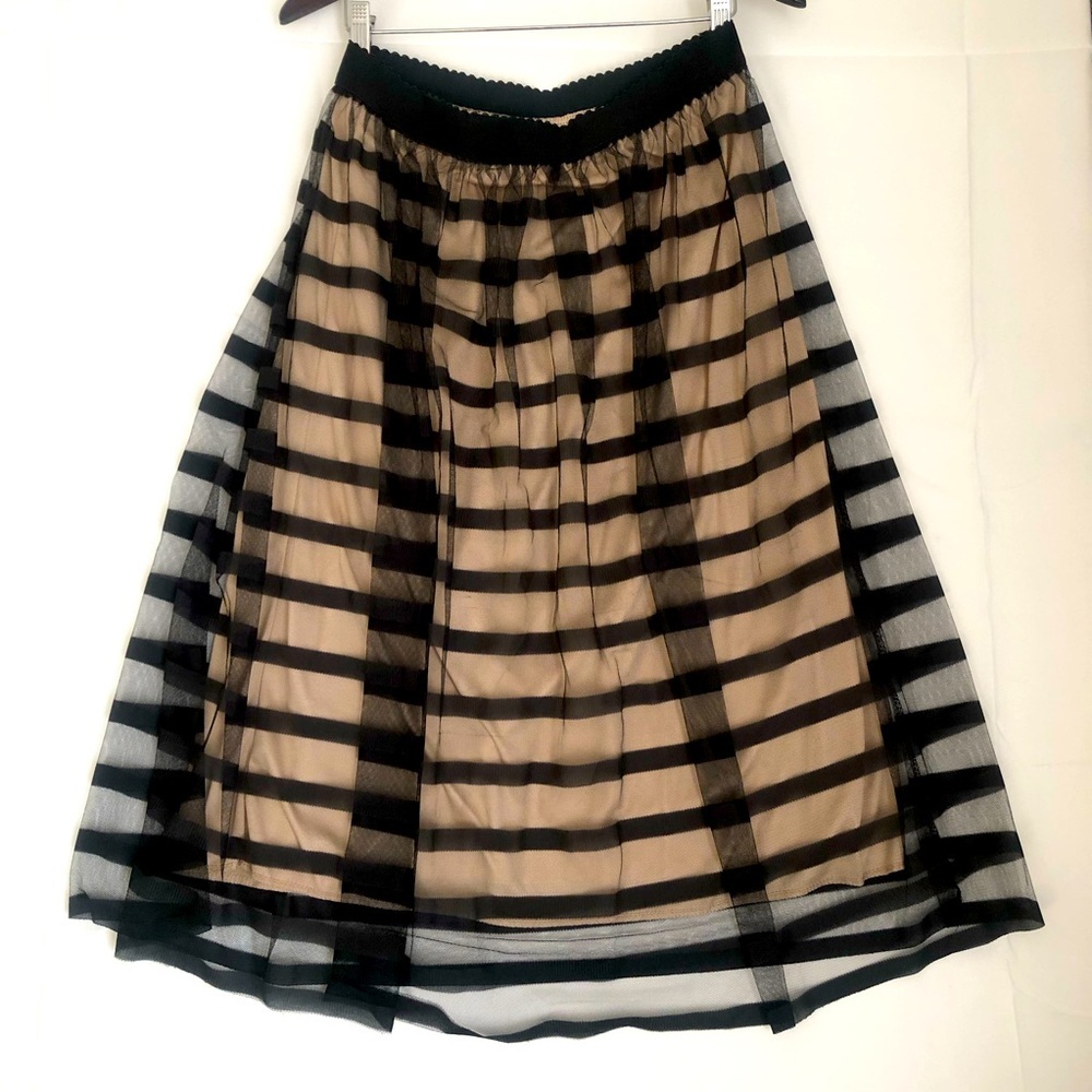 Elegant Black and Tan Striped Skirt